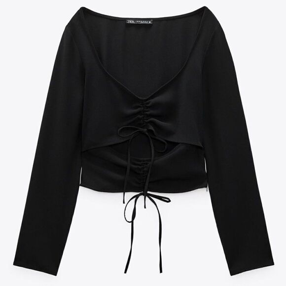 ZARA RUCHED CUT OUT TOP New - Picture 4 of 4